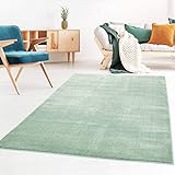 Taracarpet Kurzflor-Designer Uni Teppich extra weich fürs Wohnzimmer, Schlafzimmer, Esszimmer oder Kinderzimmer Gala Mint grün 060x090