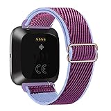 Lobnhot Solo Loop kompatibel mit Fitbit Versa 2/Versa/Versa Lite/Versa SE, verstellbares elastisches Nylon Armband (Lila)