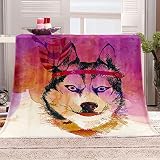 ZJFHNB Kuscheldecke Gemalter Wolf 70 x 100cm 3D gedruckte Weiche Flauschige Plüsch Decke, Flanell Fleecedecke TV-Decken/Sofadecke/Wohndecke/Mikrofaser Couchdeck