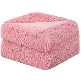 sourcing map Kuscheldecke Wohndecken Überwurf Super weiche Lange zottige warme Elegante gemütliche Decke Rosa 130x150