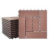 LZQ 22 Stück WPC Klickfliese Terrassenfliesen Holzoptik, Filterbares Wasser Kunststoff Fliesen Gesamt 2m² für Garten Balkon Terrasse (30x30cm/1 Stück, Braun, TYP-2)