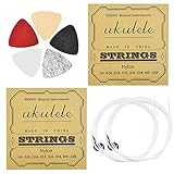 FAVENGO Ukulele Saiten Nylon Ukulele Picks Weiss Saiten Set Bunt Plektrum Filz für Sopran (21 Zoll)/ Konzert (23 Zoll)/ Tenor (26 Zoll) Ukulelen Instrumenten Zubehörs（8 Saiten 5 Picks）