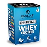 Bodylab24 Sample Box Whey Protein 8x30g / 80% Eiweißgehalt, reich an BCAAs / 8 Geschmacksvarianten zum Ausprobieren mit je 1 Portion / perfekt löslich, ideal zur Nutzung nach dem Training