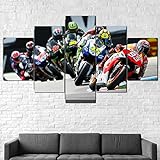 QQWW MotoGP-Bikes-Rennen. Leinwandbild XXL Wandbilder Wohnzimmer Wohnung Deko Kunstdrucke 5 Teilig Wandbild 50x25cm Vlies Leinwand Bild Hd Gedruckt Wandk
