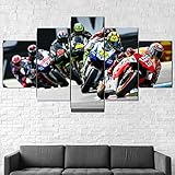 QQWW MotoGP-Bikes-Rennen. Leinwandbild XXL Wandbilder Wohnzimmer Wohnung Deko Kunstdrucke 5 Teilig Wandbild 50x25cm Vlies Leinwand Bild Hd Gedruckt Wandk