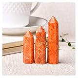 CQHUI 1 stück Natürlicher Kristallpunkt Sonnenstein Heilung Stein Quarz Tower Orange Zauberstab Ornament Für Wohnkultur Reiki Energy Stone Pyramide (Color : Sunstone, Size : 50 60mm)
