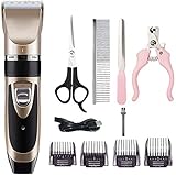 YEZIB Professionelle Low Noise Hundehaarschneider, wiederaufladbaren Akku Pet Grooming Clippers, for Small Medium Large Haustiere Herren-Pflegek