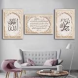 FUMOJI Bilder Islamische Wandkunst Leinwand Ramadan Wandbilder Kunstdrucke Poster Wohnzimmer Schlafzimmer Dekor Kein Rahmen (20x30cmx3)