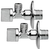 Sanixa JL1938 2er Set Kombi Eck-Ventile | 1/2' x 3/8' | Zulauf Ventil | Messing verchromt | Komb