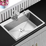 DYR 304 Edelstahl 4mm dick Handwaschbecken Paket Single Trog Küche Großes Waschbecken über dem Aufsatzbecken (Größe: 680X450mm) (580X430cm) (580X430cm)