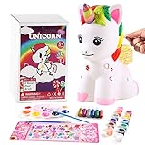 vamei Einhorn Malset Kinder Bastelset Einhorn Figuren Spardose Mädchen Sparschwein Selber Gießen zum Bemalen Basteln Einhorn Malen DIY Figuren Malset Geschenk Einhorn Spielzeug für Kinder M