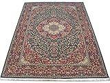 Kashan Design Teppich, Schwarz, 188 X 280.2 cm, Bereich Teppich, Traditionelles Persisches Design, Handgeknüpft, Wolle, Blumenmuster, M