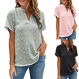 Kurzarm V-Ausschnitt Oberteil Bluse Top Lässig Locker Damen Shirt Bekleidung Tees Top Damen große Größen Übergrößen Plus Size T-Shirt Sportshirts Kurzarmshirt Oberteil Tshirt Frauen C