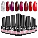 Lictin 8 Stück UV Farbgel Set Nagellack Nail Polish Set UV Nagellack UV Gel Nagelgel Set UV Farben Nail Gel Polish Nägelgel Set，R