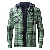 Wintermäntel für Männer Herren Hemd Jacke Herbst Winter Plaid Revers Kapuze Kordelzug Tasche Sweatshirt Mantel Casual Lose Outwear Top, grün, XXXXL