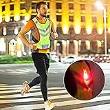 Verstellbare reflektierende Sicherheitsweste für die Taille Weiche Sicherheitsweste mit LED-Licht, Aufbewahrungstasche, geeignet für Nachtlauf, Radfahren(L)