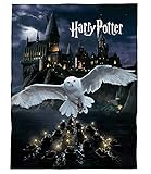 kuschelige Flauschdecke Fleecedecke Harry Potter · 150 x 200 cm · Hogwarts-Schule · große Decke Tagesdecke Kuscheldecke · Eule (schwarz)