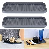 2 Stück Silikon-Schwammhalter, Tablett für Spüle in Küche, Schwamm Seifenspender Wäscher, Silikon-Abtropfmatte Tablett Seifenspender für Spüle in Küche (Grau)