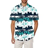 Briskorry Hemd Hawaiihemd für Herren Strandhemd Kurzarm Urlaub Hemd Freizeit Reise Hemd Party H