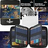 Castle Art Supplies Gold Standard 72 Buntstifte-Set mit Extras | Hochwertige Farbkerne auf Ölbasis, spitzer & widerstandsfähiger gegen Bruch | Für erfahrene Künstler, Farbkünstler | Reiß
