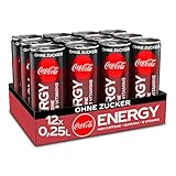 Coca-Cola Energy, Energydrink mit Koffein und Guarana mit dem unverwechselbaren Coke Geschmack ohne Zucker, EINWEG Dose (12 x 250 ml)