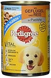 Pedigree Hundefutter Nassfutter Junior Geflügel & Reis in Pastete, 12 Dosen (12 x 400g)