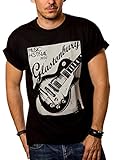 Vintage Musik T-Shirt mit Gitarre Glastonbury schwarz Herren XXXXL