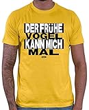 HARIZ Herren T-Shirt Der Frühe Vogel Kann Mich Mal Sprüche Schwarz Weiß Plus Geschenkkarte Gold Gelb S