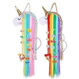 GUIFIER 2 Stück Einhorn Haarspangen Halter ，Einhorn Haarschleife Halter Organizer für Mädchen Wandbehang Dekor，Einhorn Gesicht Wohnkultur Haarschmuck Lagerung für Mädchen Einhorn Party