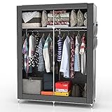 INTIRILIFE Faltschrank 108x170x45 cm in ASCH GRAU - mit Reißverschluss Stoffschrank Kleiderschrank mit Kleiderstange, Fächern und Seitentasche - Camping Steckschrank Textil Garderob