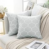 MIULEE Kissenbezüge Kissenhülle Kissen Sofakissen Dekokissen Dekohülle Dekoration Deko Zierkissen Wasserdicht Couchkissen für Couch Sofa Wohnzimmer Schlafzimmer Bett 2er Set 50x50 cm Hellg