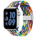 Wepro Dehnbarer Wristband Kompatibel mit Apple Watch Armband 41mm 40mm 38mm für Damen/Herren, Elastisches Verstellbares Nylon Ersatzband für Apple Watch SE/iWatch Series 7 6 5 4 3 2 1, Leuchtend b