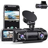 4K WiFi Dashcam 3 Lens mit GPS-Logger, Auto Kamera Vorne und Hinten 1440P + Dual 1080P Dash CAM mit IR Nachtsicht, Dual Dash Kamera Loop-Aufnahme, G-Sensor, 24/7 Parkmonitor und Max. 256GB