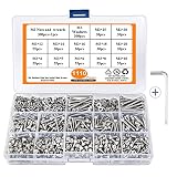 M3 Schrauben Set - 1110 Stück Sechskantschrauben - Edelstahl Sechskopf-Knopf Schrauben Set - Innensechskant Schrauben Muttern Unterlegscheiben Sortiment Kit - mit Aufbewahrungsbox