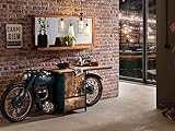 Woodkings® Waschtisch Triumph massiv Holz braun Metall blau Waschtischunterschrank Badmöbel Badezimmer Möbel Unterschrank Badschrank Motorrad Fahrzeug