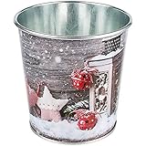 Deko Topf / Metalleimer / Blumentopf - Motivwahl - Weihnachten - 10 cm hoch - Metall rostfrei - Blech Eimer - rund - frostsicher - Pflanztopf Übertopf G