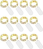 LEDs Lichterkette Batterie, 2M 20 LEDs Lichterketten,12 Stück Mini Drahtlichterkette LED Lichts, Lichter String Fairy Light Warmweiß mit Knopfbatterie, Wasserdicht Fairy Light für Party Beleuchtung