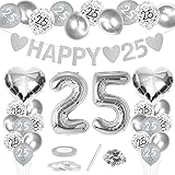 Silberhochzeit Luftballons, Silber Luftballons Deko Set, 25. Hochzeitstag Luftballons, 38 Stück Silberhochzeit Hochzeit Luftballons, für Silberne Hochzeit Feier Jubiläum Luftballons Dek