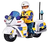 Simba 109251092 - Feuerwehrmann Sam Polizei Motorrad, mit Malcolm Figur, mit Zubehör, Staffel 12, ab 3 J