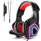 XYLXJ High-End Kabelgebundene PC-Kopfhörer, RGB-Gaming-Headset für mobiles Gaming-Headset, E-Sport mit Mikrofon, Stereo, Surround-USB-Headset für PC und Laptop, Blau (Farbe: Blau)