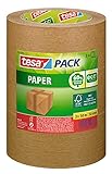 tesapack Paper ecoLogo im 3er Pack - Umweltgerechtes Paketband aus Papier, 60 Prozent biobasiertes Material - Braun - 3 Rollen je 50