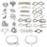 50 Stück Schmuckverbinder,Legierung Unendlichkeit Symbol Anhanger Verbinder Gemischte Metallanhänger Schmuck Verbinder Basteln zum DIY Basteln Charms Anhänger Halskette Armband Making Zubehö