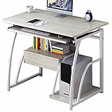 WHOJA Computertisch 70cm Schreibtisch aus Holz mit Tastaturhalterung Schreibtisch mit Regalen Schubladen Büromöbel Bürotisch(Color:Ahorn)