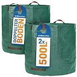 Glorytec Gartensack 2X 500l mit doppeltem Boden - 4 reißfeste Griffe - Gartenabfallsäcke aus extrem robustem Polypropylen-Gewebe (PP) 150g