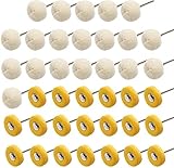 NIUPIKA Polierscheibe zum Polieren Schleifscheiben Set Baumwolle Little Buff Buffer Wheel für Rotary Drill Werkzeug Zubehör Uhr Schmuck Politur 3mm Dorn 40 Stück