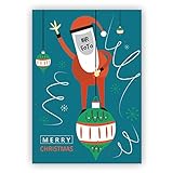 4 Retro Weihnachtskarten mit ihrem Foto als Weihnachtsmann mit ihrem eigenen Innen-Text - ohne unser Logo a.d. Rückseite • als nette Weihnachts Glückwunschkarte zu Neujahr für F