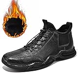 TDHLW Lässige Motorradstiefel, Atmungsaktive Leder-Herren-Motorrad-Reitschuhe Lokomotiv-Board-Schuhe, wasserdichte, verschleißfeste Antikollisions-Ausrüstung, genähte untere Wanderschuhe,Black 2,40