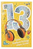 Depesche 5698.023 Glückwunsch-Karte mit Musik zum 13. Geburtstag, originelle Geburtstagskarte mit passendem Spruch und Innentext, inkl. Umschlag, 17,5 x 12