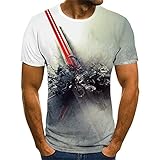 T-Shirt Herren Sommer 3D Persönlichkeit Druck Rundhals Tops Herren Regular Fit Kurzarm Moderner Urban Style Shirt Herren Work Lässig Urlaub Mode T-Shirt H