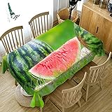 3D Obst Erdbeermuster Tischdecke Grünes Gemüse Waschbares Tuch Polyester Rechteckige Familie Tischdecke Outdoor Picknick Tischdecke 140x200cm Q7